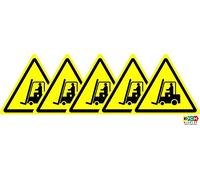 ISO Safety Label Sign - International Warning, Fork Lift Trucks and Other Industrial Vehicles Symbol - Self Adhesive Sticker 100mm Diameter (Pack of 5 Stickers)