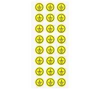 ISO Safety Sign 2CM 24Pcs Self-Adhesive Earth(Ground) Terminal Sticker Electrical Safty Warning Sign Waterproof Indicating Label - Connect an Earth Terminal to The Ground
