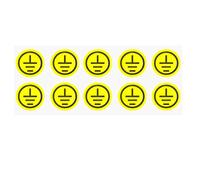 ISO Safety Sign 3.5CM 10Pcs Self-Adhesive Earth(Ground) Terminal Sticker Electrical Safty Warning Sign Waterproof Indicating Label - Connect an Earth Terminal to The Ground