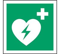 ISO Safety Sign International Automated External Heart defibrillator Symbol - Self Adhesive Sticker 100mm x 100mm