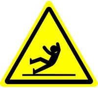 ISO Safety Sign - International Warning Slippery Surface Symbol - Self Adhesive Sticker 200mm x 200mm