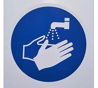 ISO Safety Sign - International Wash Your Hands Symbol - Self Adhesive Sticker 100mm Diameter