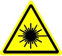 ISO Safety Sign - Warning Laser Beam Symbol - Self Adhesive Sticker 50mm x 50mm