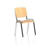 ISO Stacking Chair Beech Chrome Frame Without Arms