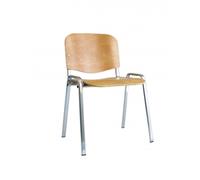 ISO Stacking Chair Beech Chrome Frame Without Arms