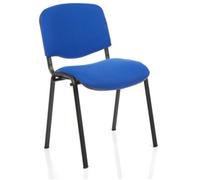 ISO Stacking Chair Blue Fabric Black Frame Without Arms