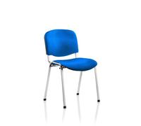ISO Stacking Chair Blue Fabric Chrome Frame (MOQ of 4 - Priced Individually)