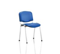 ISO Stacking Chair Blue Vinyl Chrome Frame Without Arms