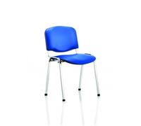 ISO Stacking Chair Blue Vinyl Chrome Frame Without Arms