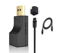 Isobel USB Bluetooth Transmitter Bluetooth Adapter Audio 5.0 Transmitter with Digital Optical Input, Low Latency Optical Toslink for TV PC Switch / PS4 / Xbox Console, 2 Devices Simultaneously