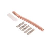 ISOCLEAN Facial Dermablade Razor with 6 Stainless Blades -Professional Hair Removal & Skin Exfoliation Tool | Dermaplaning Tool for Face, Eyebrow Shaping (Rose Gold)