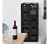 ISOCO Wine Box Wine Storage - 6 Boxes (72 Bottle Capacity - 12 Bottles per Box) - Plastic Self Assembly Flat Packed Wine Storage Boxes