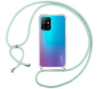 ISOI Compatible with Oppo A94 5G Case, Mobile Phone Chain Case Silicone Rope Necklace Mobile Phone Case with Cord Bag TPU Bumper Protective Case for Oppo A94 5G - Green