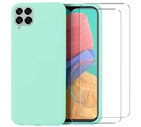 ISOI Silicone Case for Samsung Galaxy M33 5G with 2 Pieces Screen Protectors Liquid Silicone Gel Ruber Case AllRound Protection Shockproof Mobile Phone Case Compatible with Samsung Galaxy M33