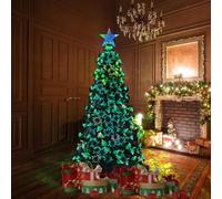 ISOISL 6ft Fibre Optic Christmas Tree 180 cm Artificial Xmas Trees Pre Lit Christmas Trees Green,prelit Fibre Optic Tree with stars,Automatic color-changing Seasonal Decoration
