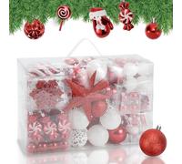 ISOISL Christmas Bauble Set - 130 Plastic Baubles in Various Designs, Ideal for Parties
