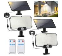 ISOISL Solar Security Lights Outdoor Motion Sensor 270° Wide Angle, 3 Modes Solar Wall Lights, Separate Panel with 5M Cable, IP65 Waterproof Flood Lights for Garden, Yard, Pathway, 2 Pack