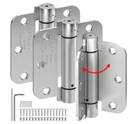 ISOKER 3-Pack Self Closing Door Hinges, 3.5 Inch Spring Loaded Door Hinges, Adjustable Tension for Exterior,Garage, Front Back Door,Left Right Hand Door, 5/8'' Radius Corners,UL Listed,Brushed Nickel