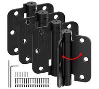 ISOKER 4-Pack Self Closing Door Hinges, 3.5 Inch Spring Loaded Door Hinges, Adjustable Tension for Exterior,Garage, Front Back Door,Left Right Hand Door, 5/8'' Radius Corners,UL Listed,Black