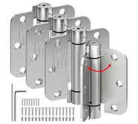 ISOKER 4-Pack Self Closing Door Hinges, 3.5 Inch Spring Loaded Door Hinges, Adjustable Tension for Exterior,Garage, Front Back Door,Left Right Hand Door, 5/8'' Radius Corners,UL Listed,Brushed Nickel