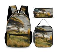 Isolated Tree on The Beach Backpack Set Rucksack Insulated Lunch Bag Makeup Bag
