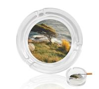 Isolated Tree on The Beach Round Glass Ashtray Washable Simple Ash Trays