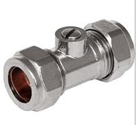 ISOLATING ISOLATION VALVE 15MM COMPRESSION SLOTTED CHROME ON BRASS BALLOFIX