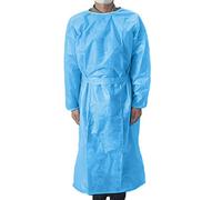 Isolation Gowns,10 Pack Adult Disposable Universal Isolation Gown, Blue Protective Gowns with Long Sleeves, Neck and Waist Ties, Non-sterile Examination Gowns, Blue Disposable Lab Coat 10 Pack