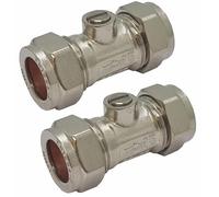 Isolation Valve 15mm 2 Pack - 15mm Isolation Valve - WRAS Approved Plumbing Fittings - Chrome Valve Compression & Easy Installation - Fitting Stopcock Valve & Stop Tap Water Shut Off Valve