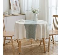 IsolaY Round Tablecloth White Tassel Decor Tablecloth for Table Tea round Table map Linen Table Cover Round Christmas Table Cloth,green,diameter 150cm