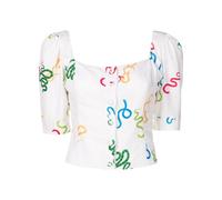 Isolda abstract-print puff-sleeve shirt - White 36-38-40