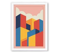 Isometric Structures Geometric Framed Wall Art Print A2 (59.4×42cm) White, Wall Decor for Living Room, Bedroom, Office & Home, Ready to Hang, Art Gift