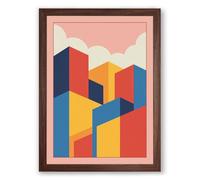 Isometric Structures Geometric Framed Wall Art Print A3 (42×29.7cm) Walnut, Wall Decor for Living Room, Bedroom, Office & Home, Ready to Hang, Art Gift