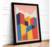 Isometric Structures Geometric Framed Wall Art Print A3 Black