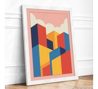 Isometric Structures Geometric Framed Wall Art Print A4 White