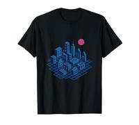 Isometric Synth City Grid Retro Graphic T-Shirt