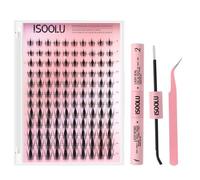 ISOOLU Lash Clusters Manga Individual Eyelash Wispy Eyelash Clusters WideSpan Eyelash Extension Kit with Lash Bond and Seal Wet Look Spiky Cluster Lashes (Aesthetic Kit)