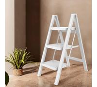 ISOP 3 Step Ladder White | Folding Standing Ladder | Wide Anti-Slip Pedal 500 lbs Sturdy Ladder | Lightweight, Portable, Compact- 3-Step Ladder