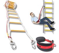 ISOP Emergency Fire Ladder for 4 Story Homes 32ft (10m) Flame Resistant Fire Safety Rope Ladder with Spring Hooks & Security Belt - Fast to Deploy & Simple to Use - Portable & Compact, Heavy Duty