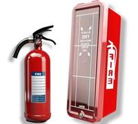 ISOP Fire Extinguisher Cabinet Wall-Mounted - Large Plastic Wall-Fixed Box (58 cm) for 5 kg / 10 lb ABC Fire Extinguishers | Indoor & Outdoor Use | Fire Extinguisher Storage Case | Secure Mounting