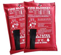 ISOP Fireproof Blanket Large 180 * 200 cm - Pack of 2 Fibreglass Fire Blanket - Heavy Duty Emergency- A-Grade Survival Blankets - Fire Suppressant - Rescue Survival Tool for Home & Kitchen Safety