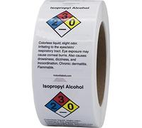 Isopropyl Alcohol Chemical NFPA Labels, 2 x 3 Inch Rectangles, 500 Total Labels per Roll
