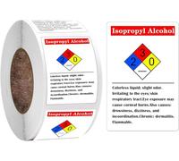 Isopropyl Alcohol Chemical NFPA Labels Hazard Labels 2 x 3 Inch Warning Sticker Chemical Vinyl Label 250 Pcs Adhesive HMIG Label with 4 Color Imprint for Identifying and Marking