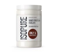 Isopure Chocolate Whey Protein Isolate Powder, High in Protein with 25 g per Serve, Low in Sugar, No Artificial Flavours or Sweeteners, Made with Only 6 Ingredients, 480 g