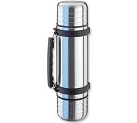 Isosteel VA-9562DQ 1.0 L Duo Vacuum-Insulated Flask with Quickstop Single-Hand Pouring System and 2 Screw-Off Drinking Cups, 18/8 Stainless Steel