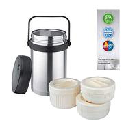 Isosteel Vacuum Food Container 1.5 L, dishwasher proof, 18/8 Stainless Steel, plus 3 plastic containers - suitable for micro wave, VA-9683