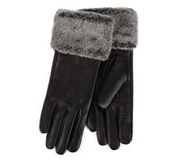Isotoner Ladies Leather Glove With Faux Fur Cuff