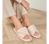 Isotoner® Ladies Linen Twist Open Toe Slipper Stone UK Size 5