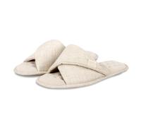 Isotoner® Ladies Linen Twist Open Toe Slipper Stone UK Size 5