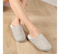 Isotoner® Ladies Marl Quilted Mule Slipper With Striped InSock (UK Size 6)